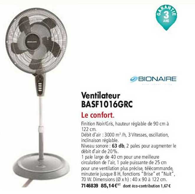 Bionaire Ventilateur Basf1016grc Le Confort