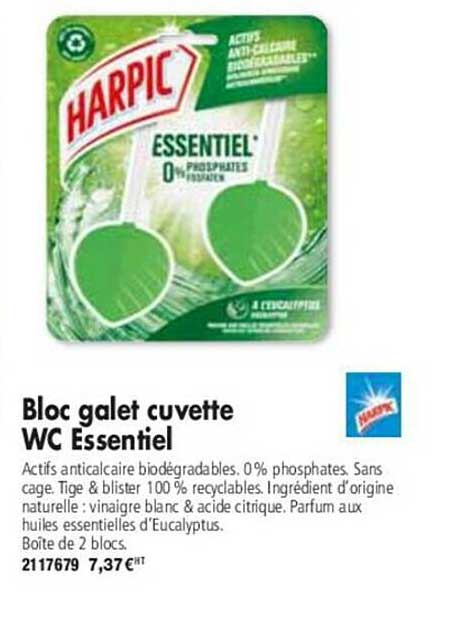 bloc galet cuvette wc essentiel harpic