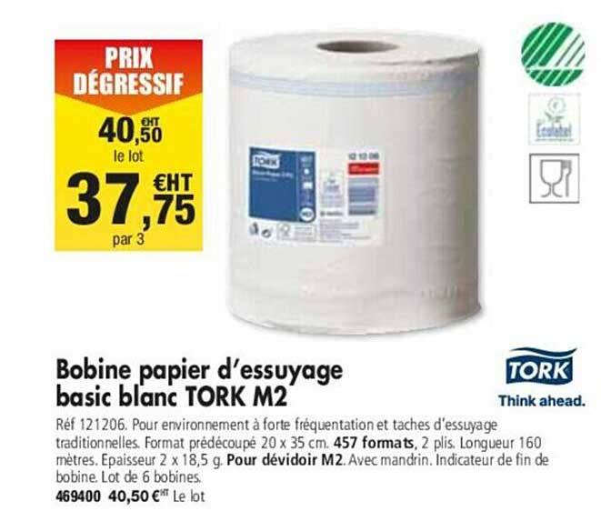 bobine papier d'essuyage basic blanc tork m2