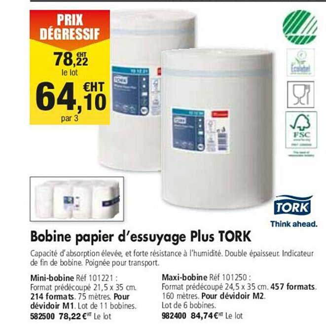 bobine papier d'essuyage plus tork