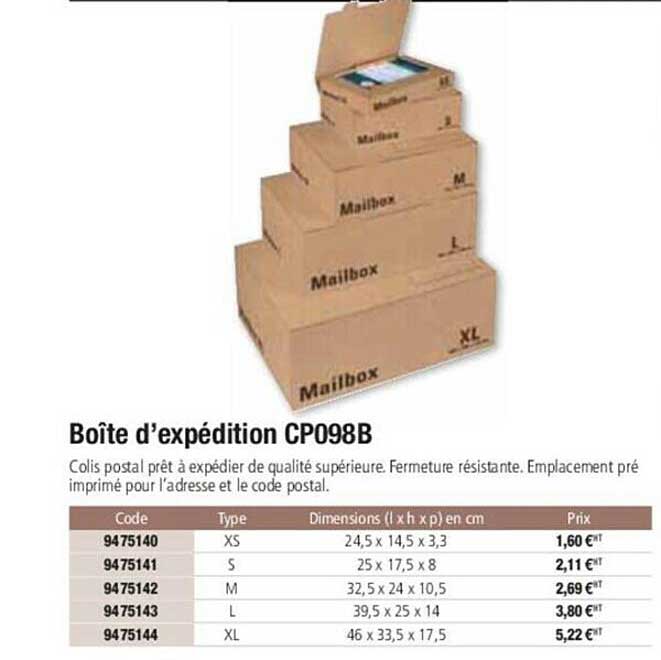 boîte d'expédition cp098b