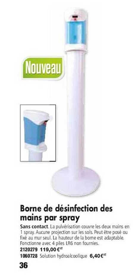 borne de désinfection des mains par spray