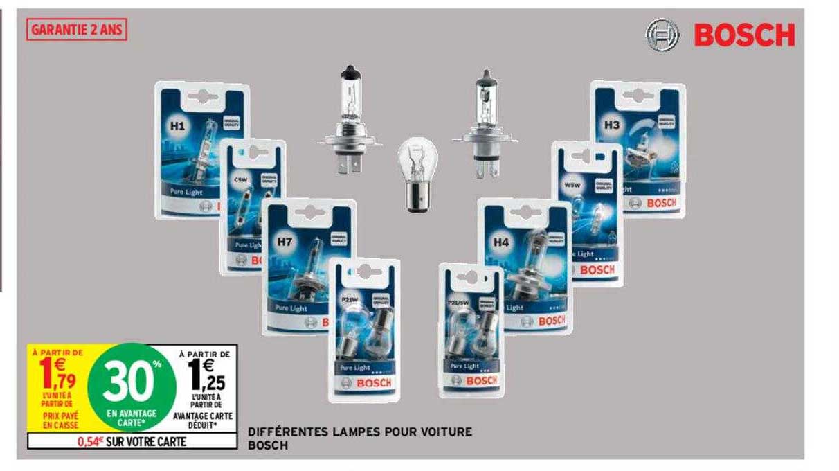 bosch différentes lampes pour voiture