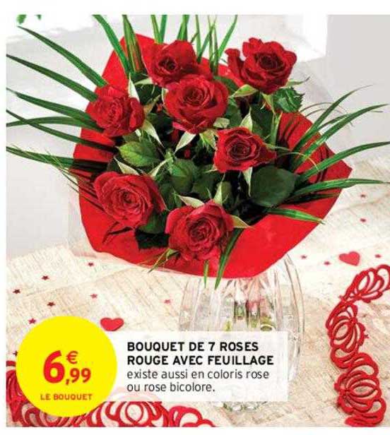 Bouquet De 7 Roses Rouge Avec Feuillage