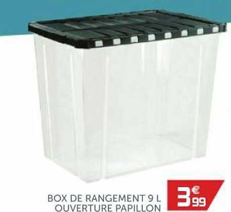 box de rangement 9 l ouverture papillon