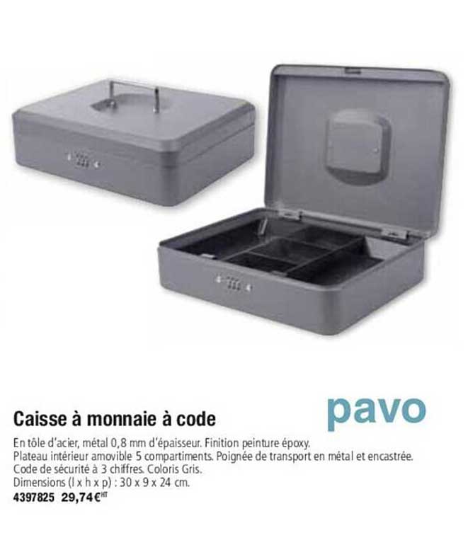 caisse à monnaieà code pavo