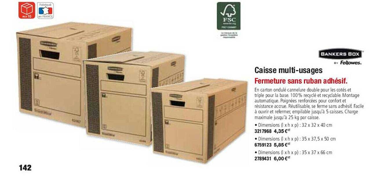 caisse multi-usages fermeture sans ruban adhésif bankers box