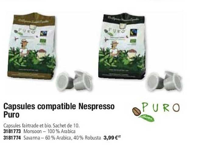 capsules compatible nespresso puro