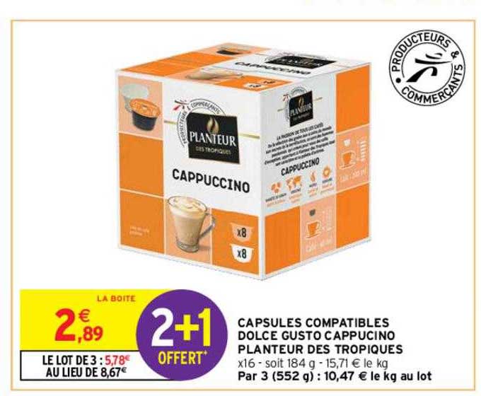 capsules compatibles dolce gusto cappucino planteur des tropiques