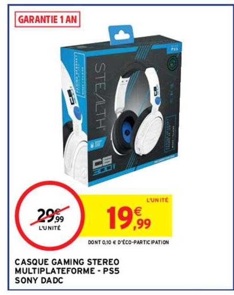 casque gaming stéréo multiplateforme - ps5 sony dadc