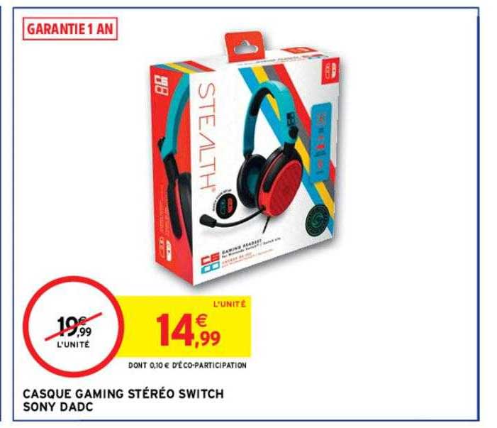 casque gaming stéréo switch sony dadc