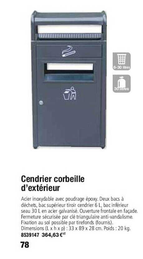 cendrier corbeille d'extérieur