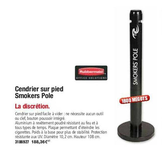 cendrier sur pied smokers pole rubbermaid