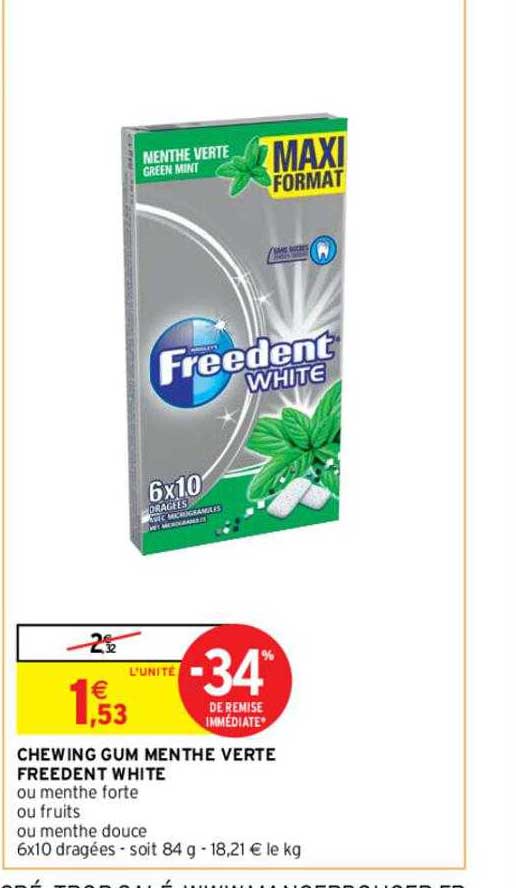 Chewing Gum Menthe Verte Freedent White