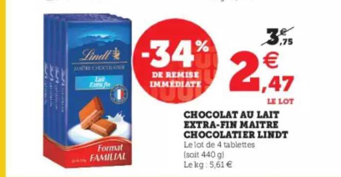 Chocolat Au Lait Extra Fin Maitre Chocolatier Lindt