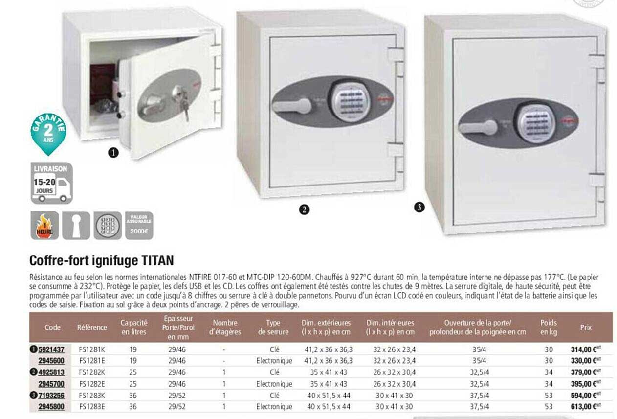 coffre-fort ignifuge titan