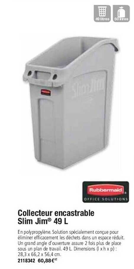 collecteur encastrable slim jim rubbermaid