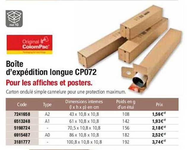 colompac boîte d'expédition longue cp072