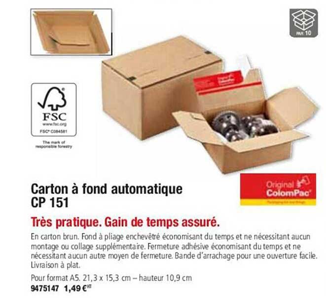 colompac carton à fond automatique cp 151