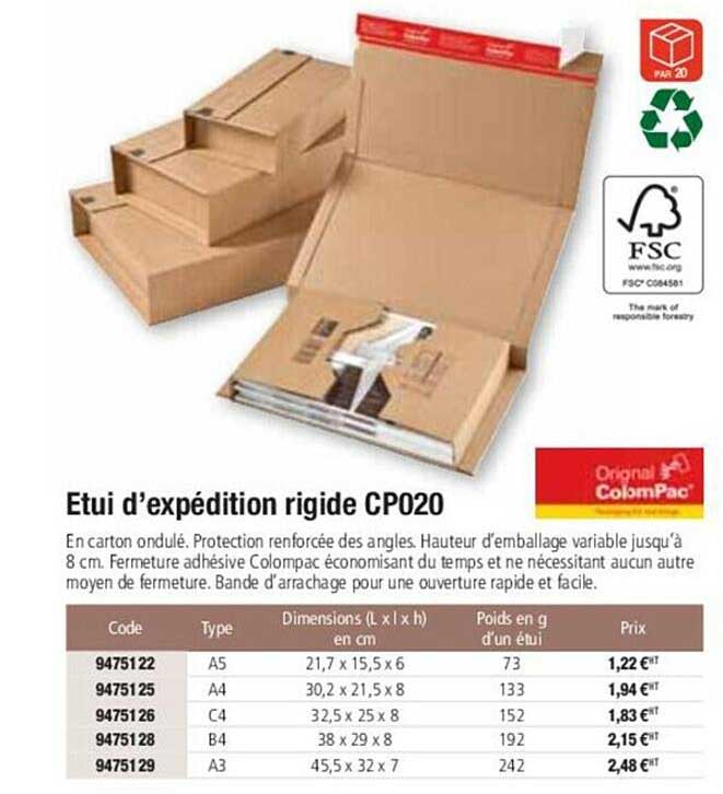 colompac etui d'expédition rigide cp020