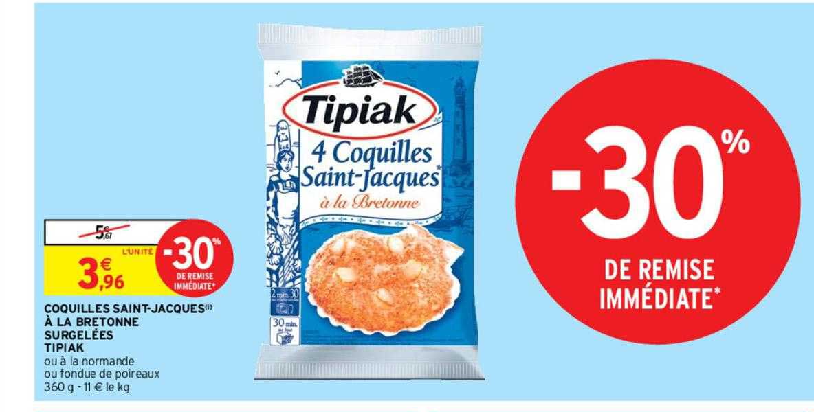 coquilles saint-jacques à la bretonne surgelées tipiak