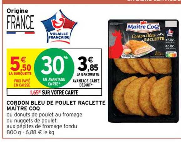 cordon bleu de poulet raclette maître coq