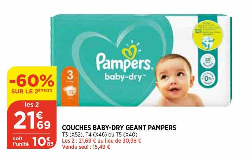 couches baby-dry geant pampers