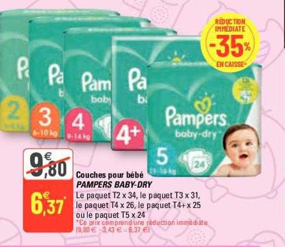 couches pour bébé pampers baby-dry