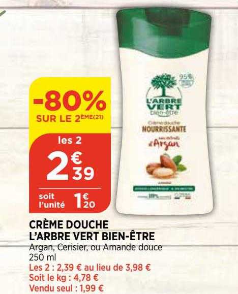 crème douche l'arbre vert bien-être