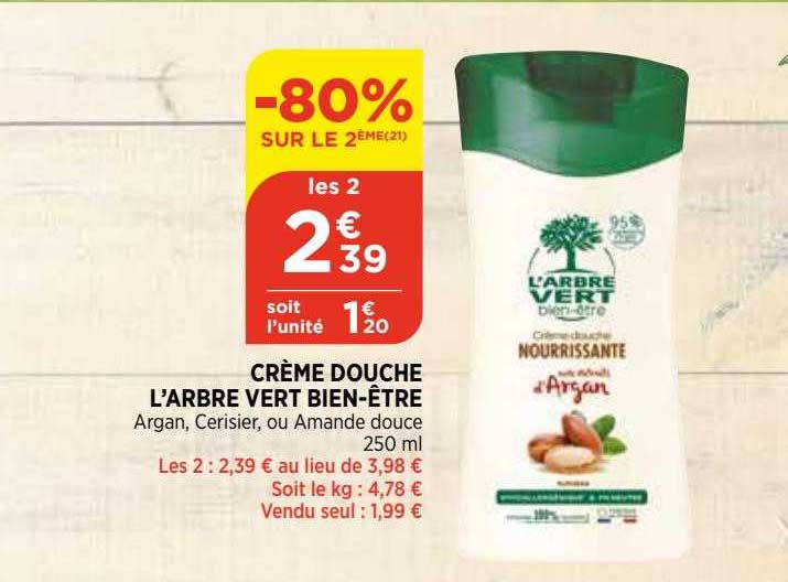 crème douche l'arbre vert bien-être