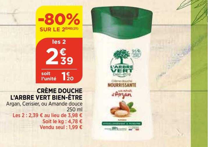 crème douche l'arbre vert bien-être
