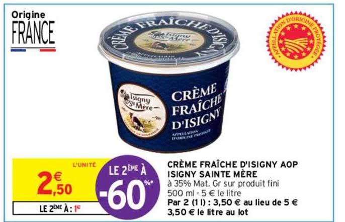 crème fraîche d'isigny aop isigny sainte mère