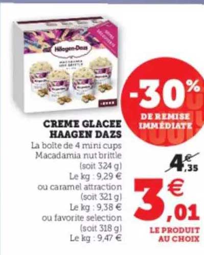 crème glacée häagen dazs -30% de remise immédiate