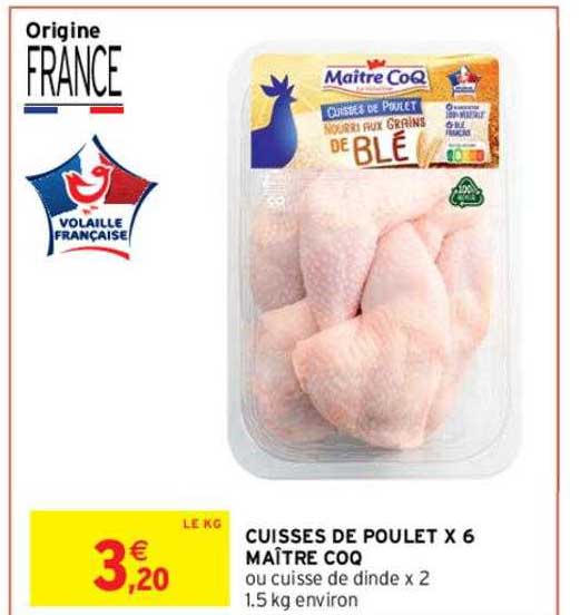 cuisses de poulet x 6 maître coq