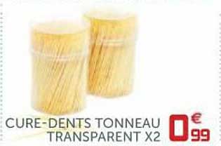 cure-dents tonneau transparent x2
