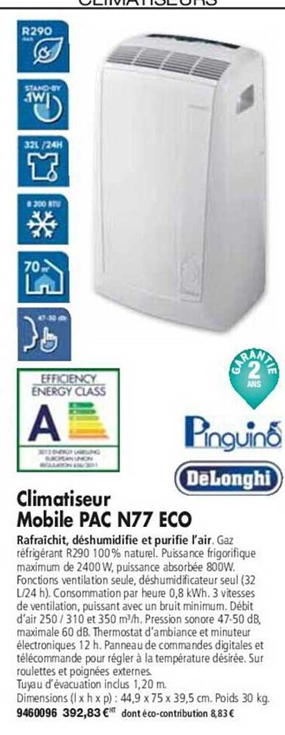 Delonghi Climatiseur Mobile Pac N77 Eco