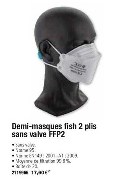 demi-masques fish 2 plis sans valve ffp2