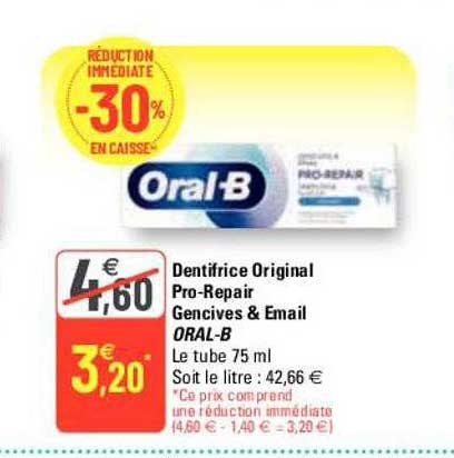 dentifrice original pro-repair gencives & email oral-b