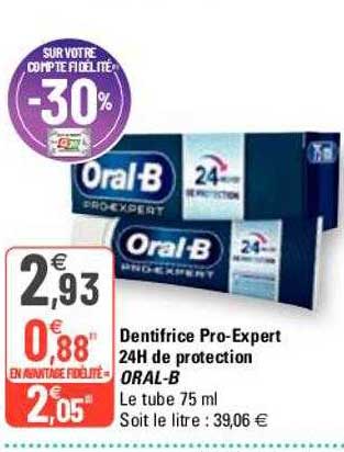 dentifrice pro-expert 24h de protection oral-b