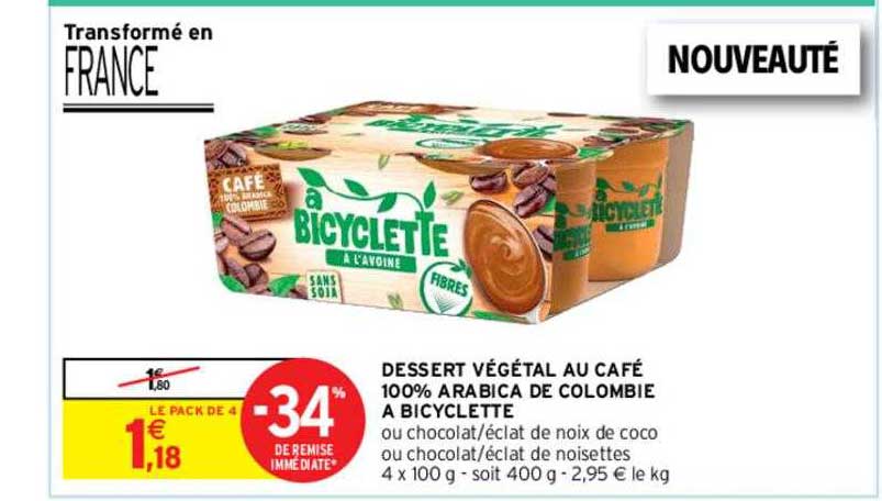 dessert végétal au café 100% arabica de colombie a bicyclette