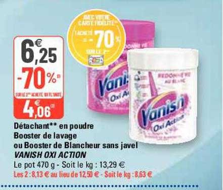 détachant en poudre booster de lavage ou booster de blancheur sans javel vanish oxi action