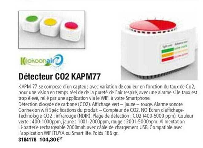 détecteur co2 kapm77 kokoonair