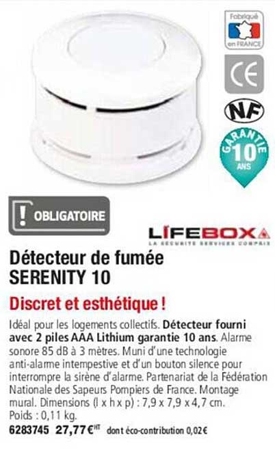 détecteur de fumée serenity 10 lifebox