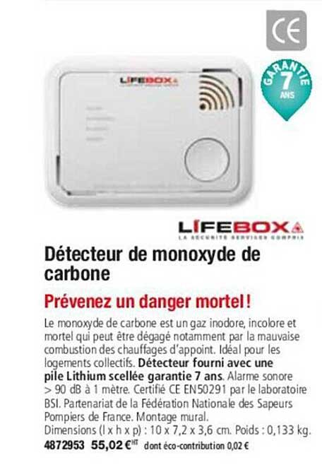 détecteur de monoxyde de carbone lifebox