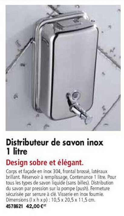 distributeur de savon inox 1 litre