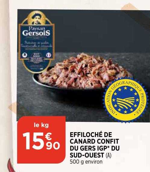 effiloché de canard confit du gers igp* du sud-ouest