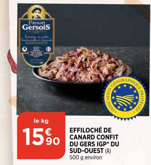 effiloché de canard confit du gers igp du sud-ouest