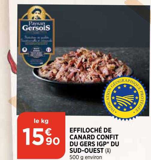 effiloché de canard confit du gers igp du sud-ouest