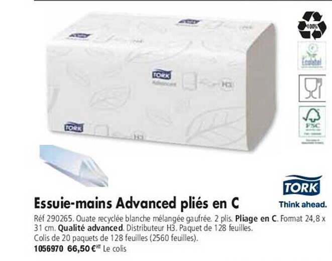 essuie-mains advanced pliés en C tork