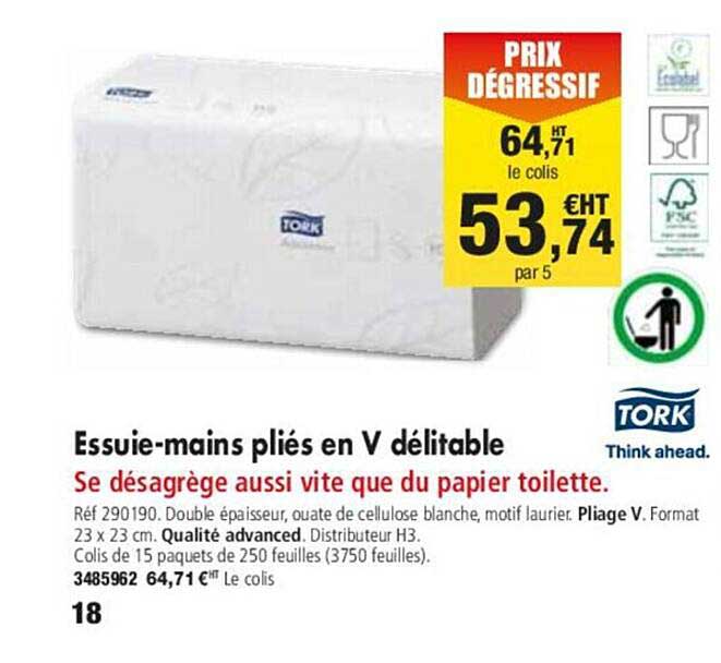 essuie-mains pliés en v délitable